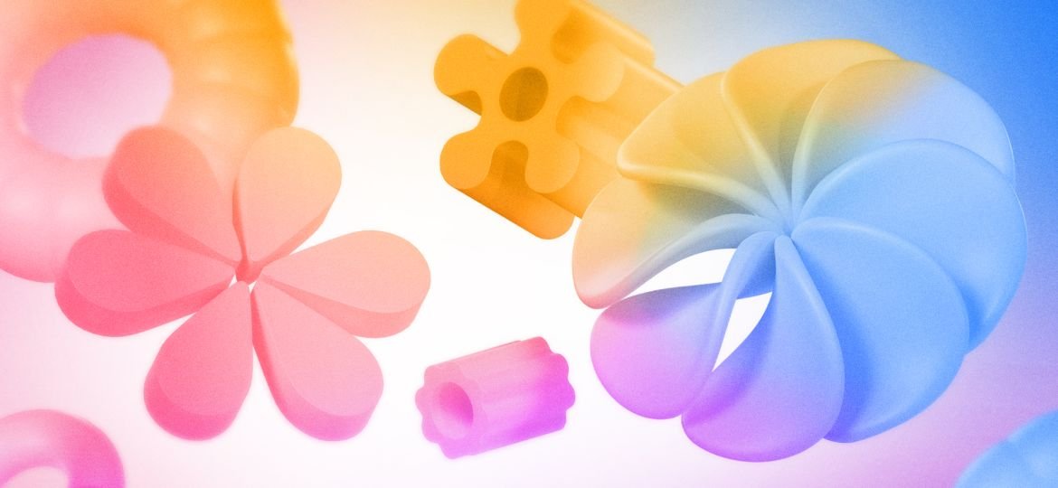 The Logo Is the Smallest Deliverable: Various floating objects differing in sizes.
