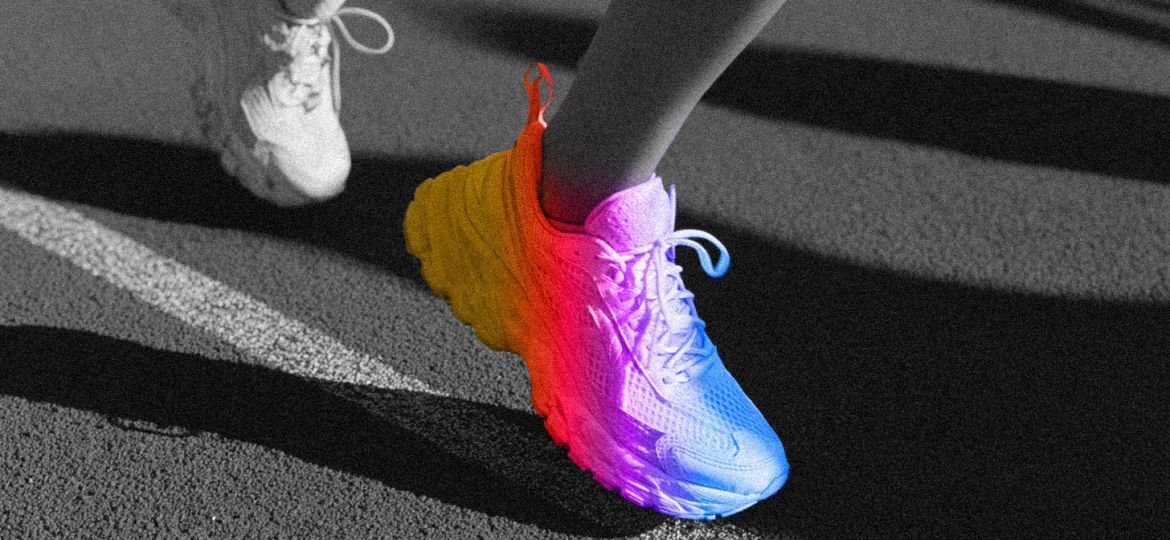 shoes running on track representing a brand not at the finish line